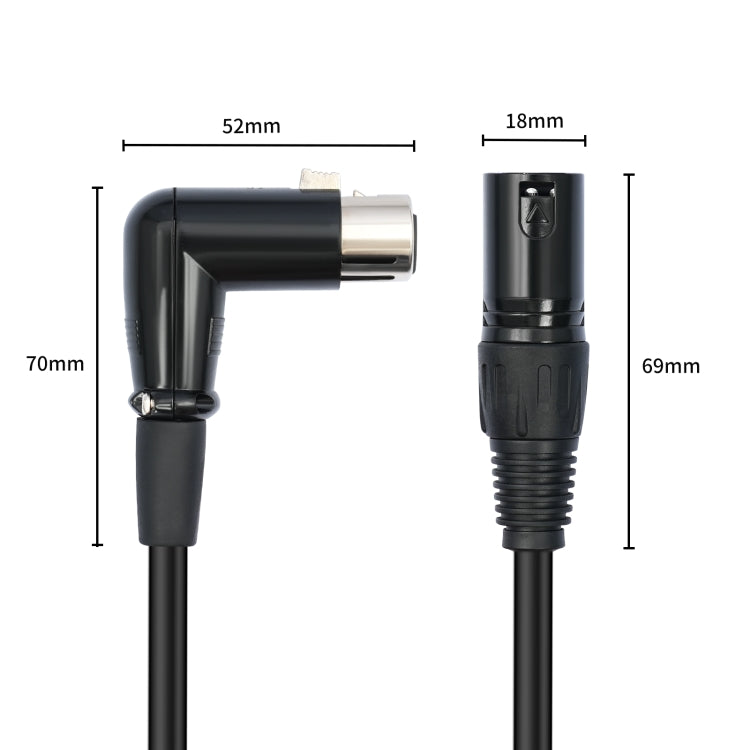 XK041L XLR 3pin Straight Male to Elbow Female Audio Cable, Length:5m(Black) - Microphone Audio Cable & Connector by buy2fix | Online Shopping UK | buy2fix