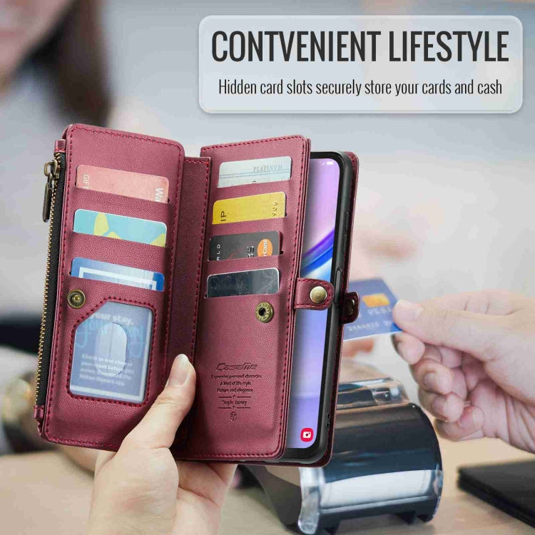 For Samsung Galaxy A15 CaseMe C36 Card Slots Zipper Wallet RFID Anti-theft Leather Phone Case(Wine Red) - Galaxy Phone Cases by CaseMe | Online Shopping UK | buy2fix