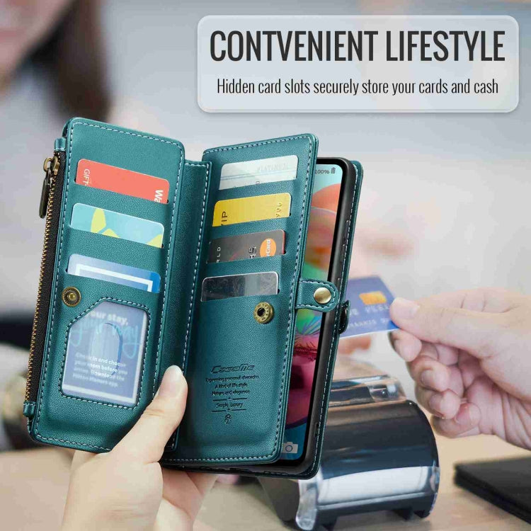 For Samsung Galaxy A71 4G CaseMe C36 Card Slots Zipper Wallet RFID Anti-theft Leather Phone Case(Blue-green) - Galaxy Phone Cases by CaseMe | Online Shopping UK | buy2fix