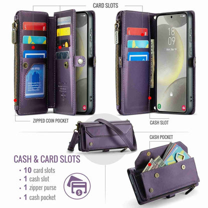 For Samsung Galaxy S24 5G CaseMe C36 Card Slots Zipper Wallet RFID Anti-theft Leather Phone Case(Purple) - Galaxy S24 5G Cases by CaseMe | Online Shopping UK | buy2fix