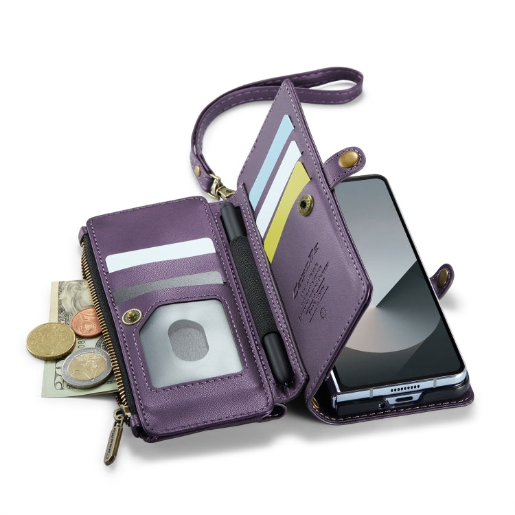 For Samsung Galaxy Z Fold6 5G CaseMe C36 Card Slots Zipper Wallet RFID Anti-theft Leather Phone Case(Purple) - Galaxy Z Fold6 5G Cases by CaseMe | Online Shopping UK | buy2fix