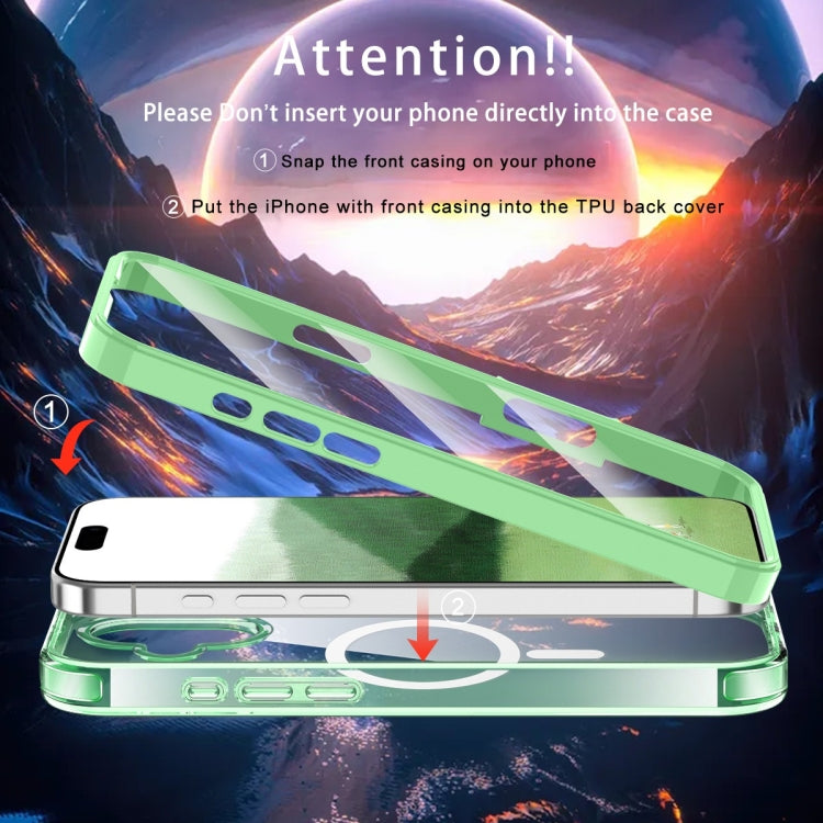 For iPhone 16 Plus Colorful MagSafe Magnetic PC Hybrid TPU Phone Case(Green) - iPhone 16 Plus Cases by buy2fix | Online Shopping UK | buy2fix