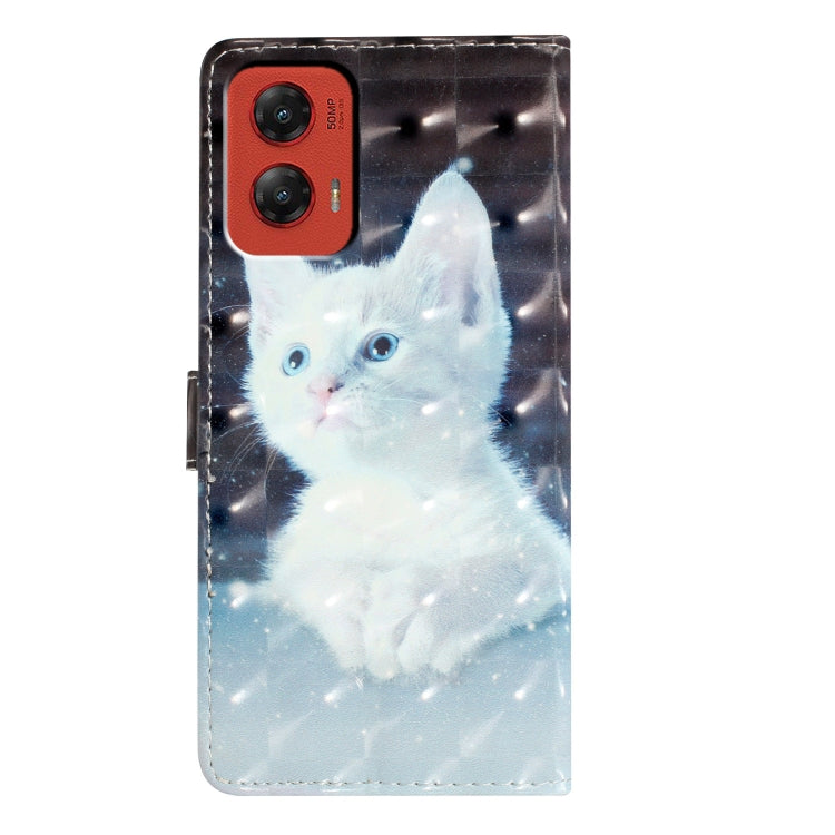 For Motorola Moto G Stylus 5G 2024 3D Pattern Leather Phone Case(White Cat) - Motorola Cases by buy2fix | Online Shopping UK | buy2fix