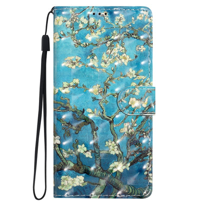 For Motorola Moto G Stylus 5G 2024 3D Pattern Leather Phone Case(Blue Base Apricot Flower) - Motorola Cases by buy2fix | Online Shopping UK | buy2fix