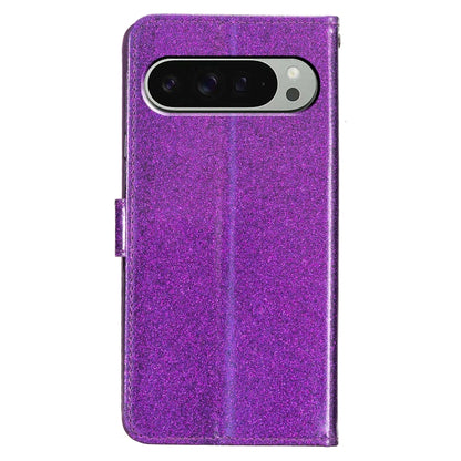 For Google Pixel 9 Pro XL Glitter Powder Flip Leather Phone Case(Purple) - Google Cases by buy2fix | Online Shopping UK | buy2fix