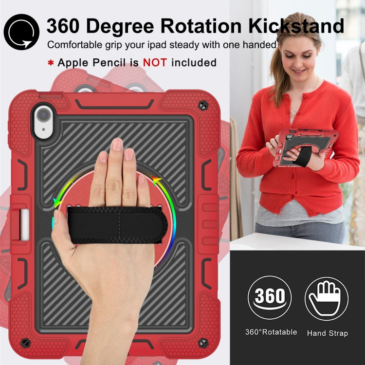 For iPad Air 11 2024 / Air 2022 10.9 360 Degree Rotation PC Contrast Silicone Tablet Case(Red + Black) - iPad Air 11 2024 Cases by buy2fix | Online Shopping UK | buy2fix