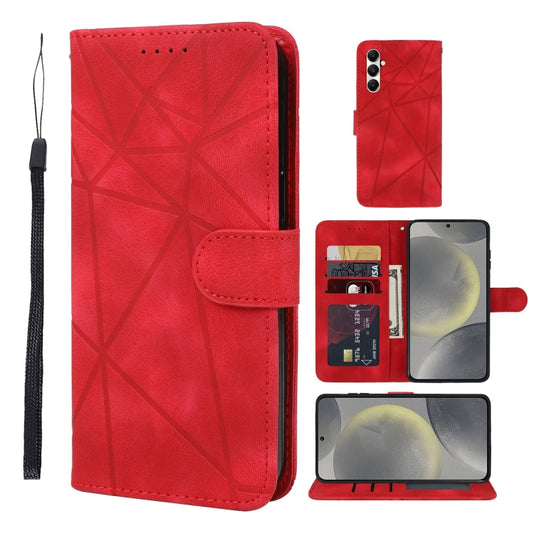 For Samsung Galaxy S24+ / S25+ 5G Skin Feel Geometric Lines Leather Phone Case(Red) - Galaxy S24+ 5G Cases by buy2fix | Online Shopping UK | buy2fix