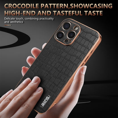 For iPhone 16 Pro AZNS Electroplated Frame Crocodile Texture Full Coverage Phone Case(Blue) - iPhone 16 Pro Cases by AZNS | Online Shopping UK | buy2fix