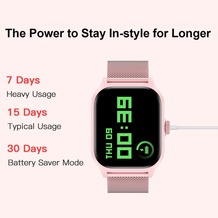 LEMFO LT10 2.01 inch TFT Screen Smart Watch Supports Bluetooth Call / Health Monitoring, Silicone Strap(Pink) - Smart Watches by LEMFO | Online Shopping UK | buy2fix