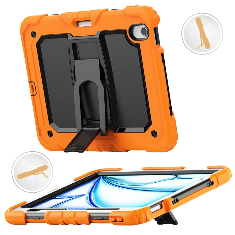 For iPad Air 11 2024 Silicone Hydric PC Tablet Case with Shoulder Strap & Holder(Orange) - iPad Air 11 2024 Cases by buy2fix | Online Shopping UK | buy2fix