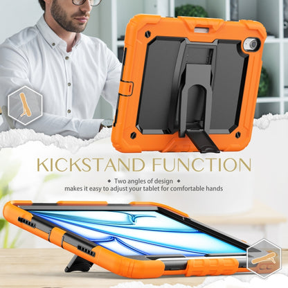 For iPad Air 11 2024 Silicone Hydric PC Tablet Case with Shoulder Strap & Holder(Orange) - iPad Air 11 2024 Cases by buy2fix | Online Shopping UK | buy2fix