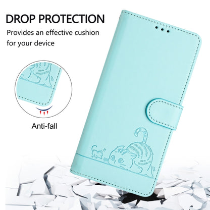 For Blackview Shark 8 Cat Rat Embossed Pattern RFID Leather Phone Case with Lanyard(Mint Green) - More Brand by buy2fix | Online Shopping UK | buy2fix