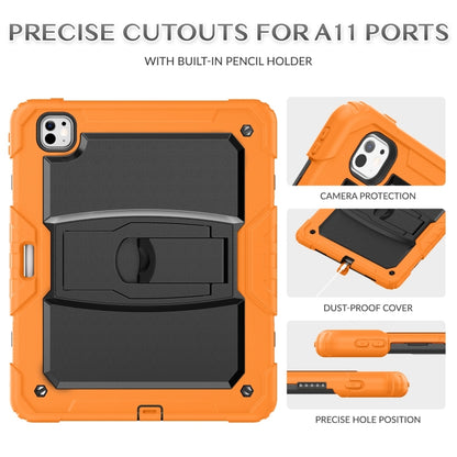 For iPad Pro 13 2024 Silicone Hydric PC Tablet Case with Shoulder Strap & Holder(Orange) - iPad Pro 13 2024 Cases by buy2fix | Online Shopping UK | buy2fix