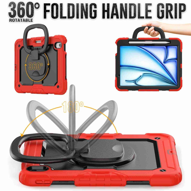 For iPad Air 11 2025 / 2024 Handle Silicone Hydric PC Tablet Case with Shoulder Strap(Red) - iPad Air 11 2025 / 2024 Cases by buy2fix | Online Shopping UK | buy2fix