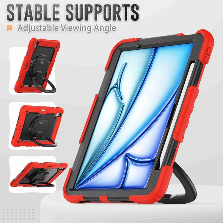 For iPad Air 11 2025 / 2024 Handle Silicone Hydric PC Tablet Case with Shoulder Strap(Red) - iPad Air 11 2025 / 2024 Cases by buy2fix | Online Shopping UK | buy2fix