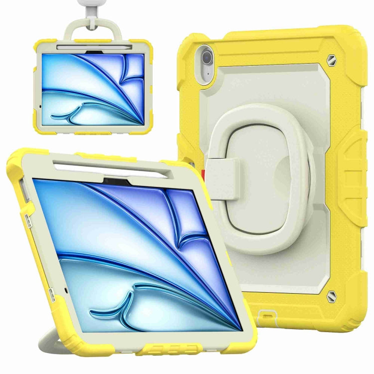 For iPad Air 11 2024 Handle Silicone Hydric PC Tablet Case with Shoulder Strap(Yellow) - iPad Air 11 2024 Cases by buy2fix | Online Shopping UK | buy2fix