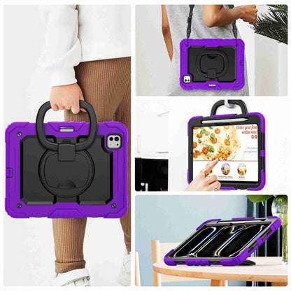 For iPad Pro 11 2024 Handle Silicone Hydric PC Tablet Case with Shoulder Strap(Purple) - iPad Pro 11 2024 Cases by buy2fix | Online Shopping UK | buy2fix