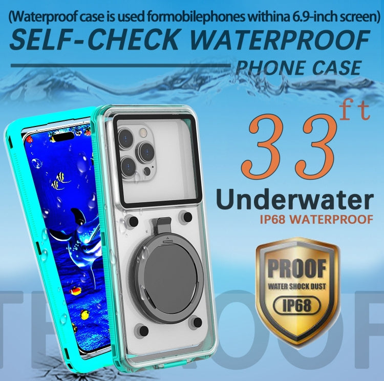 33ft 10m Underwater IP68 Waterproof Phone Case For Under 6.6 inch Phones(Blue) - Galaxy Phone Cases by buy2fix | Online Shopping UK | buy2fix