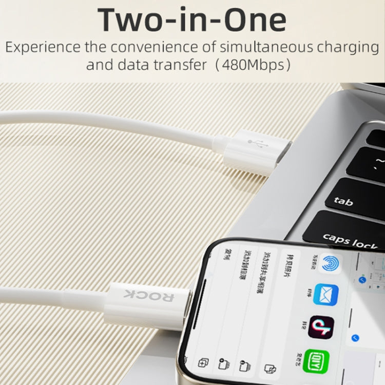 ROCK P8 Prime Series 1m USB Fast Charging Data Cable, Interface:2.4A 8 Pin(White) - Normal Style Cable by ROCK | Online Shopping UK | buy2fix