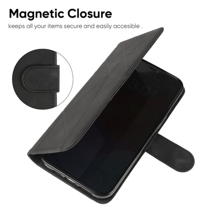 For Google Pixel 9 / 9 Pro Skin Feel Geometric Lines Leather Phone Case(Black) - Google Cases by buy2fix | Online Shopping UK | buy2fix