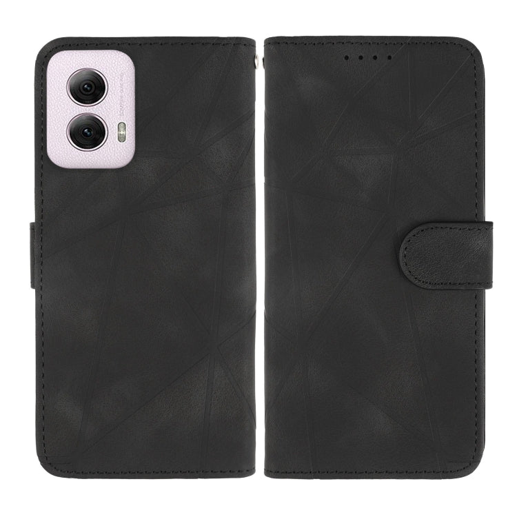 For Motorola Moto G Power 5G 2024 Skin Feel Geometric Lines Leather Phone Case(Black) - Motorola Cases by buy2fix | Online Shopping UK | buy2fix