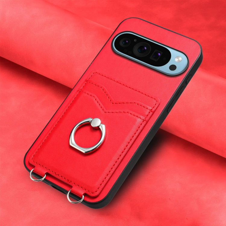 For Google Pixel 9 / 9 Pro R20 Ring Card Holder Phone Case(Red) - Google Cases by buy2fix | Online Shopping UK | buy2fix