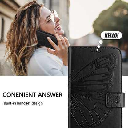 For Blackview A52 Embossed Butterfly Leather Phone Case(Black) - More Brand by buy2fix | Online Shopping UK | buy2fix