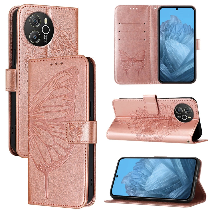 For Blackview Shark 8 Embossed Butterfly Leather Phone Case(Rose Gold) - More Brand by buy2fix | Online Shopping UK | buy2fix