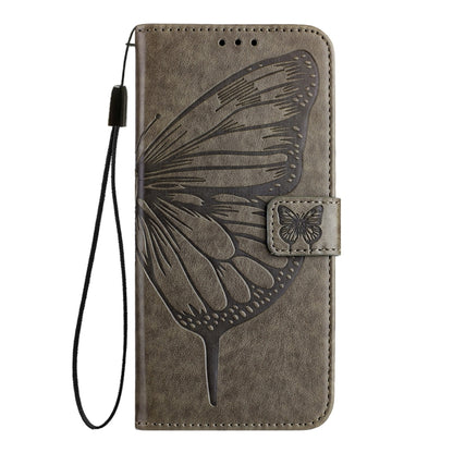 For Blackview Wave 6C Embossed Butterfly Leather Phone Case(Grey) - More Brand by buy2fix | Online Shopping UK | buy2fix