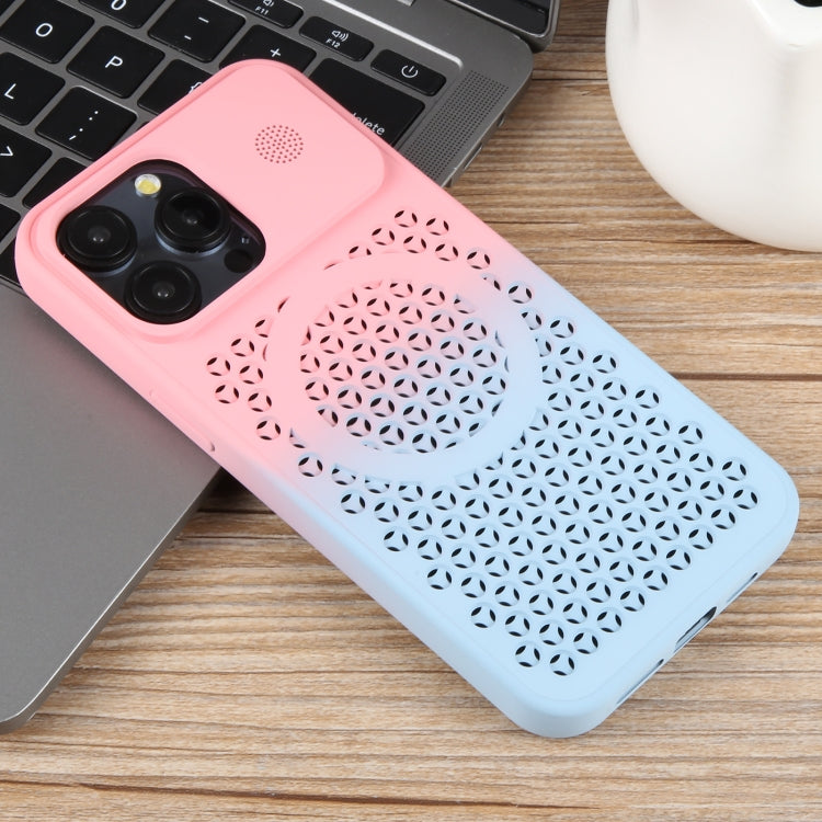 For iPhone 13 Pro Max Gradient Color Honeycomb Aromatherapy MagSafe Phone Case(Pink Blue) - iPhone 13 Pro Max Cases by buy2fix | Online Shopping UK | buy2fix