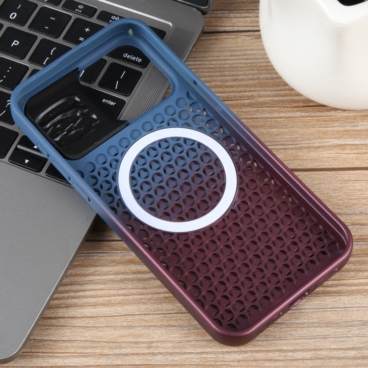 For iPhone 13 Pro Max Gradient Color Honeycomb Aromatherapy MagSafe Phone Case(Blue Red) - iPhone 13 Pro Max Cases by buy2fix | Online Shopping UK | buy2fix