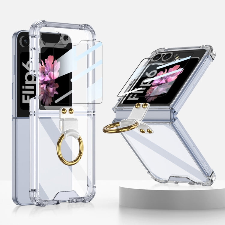 For Samsung Galaxy Z Flip6 GKK Airbag Ring Full Coverage Phone Case with Tempered Film(Transparent) - Galaxy Z Flip6 5G Cases by GKK | Online Shopping UK | buy2fix