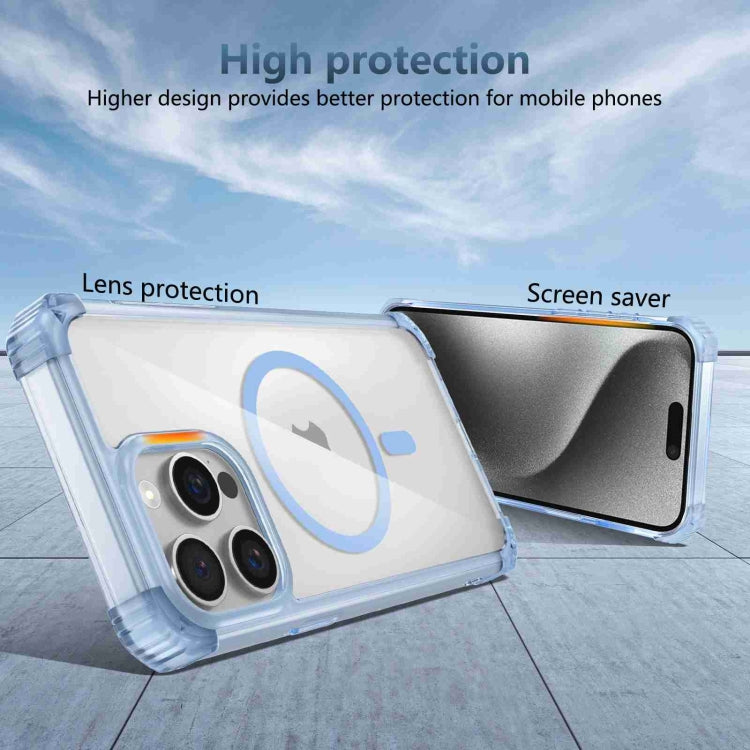 For iPhone 12 Transparent MagSafe Magnetic Phone Case(Blue) - iPhone 12 / 12 Pro Cases by buy2fix | Online Shopping UK | buy2fix