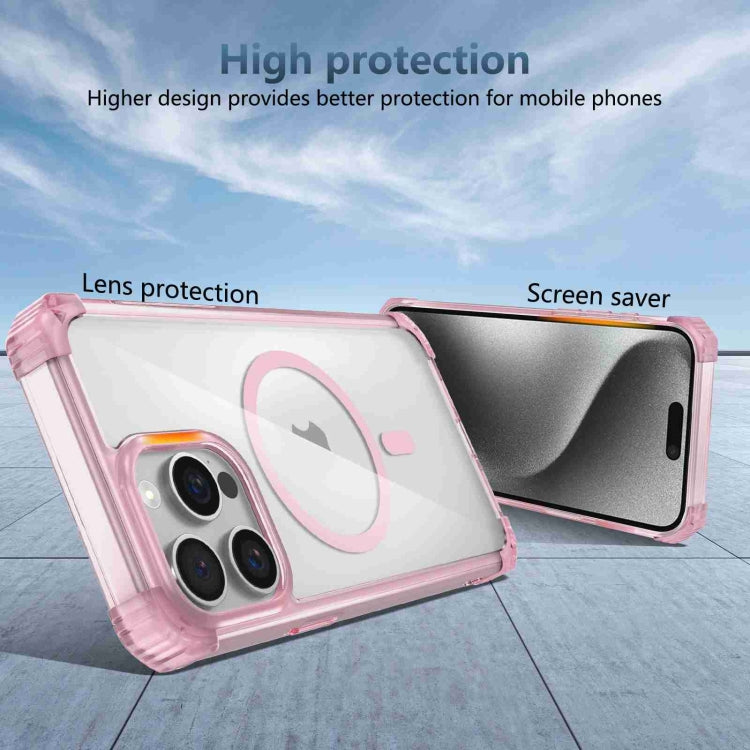 For iPhone 15 Pro Max Transparent MagSafe Magnetic Phone Case(Pink) - iPhone 15 Pro Max Cases by buy2fix | Online Shopping UK | buy2fix