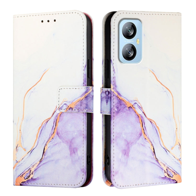 For Blackview A52 PT003 Marble Pattern Flip Leather Phone Case(White Purple) - More Brand by buy2fix | Online Shopping UK | buy2fix