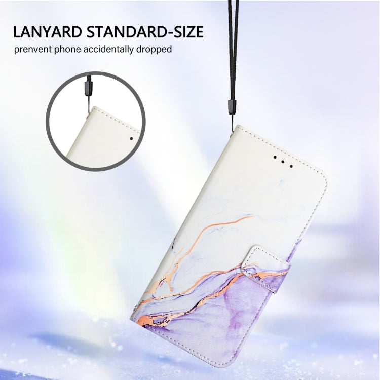 For Blackview A52 PT003 Marble Pattern Flip Leather Phone Case(White Purple) - More Brand by buy2fix | Online Shopping UK | buy2fix