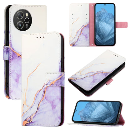 For Blackview Shark 8 PT003 Marble Pattern Flip Leather Phone Case(White Purple) - More Brand by buy2fix | Online Shopping UK | buy2fix