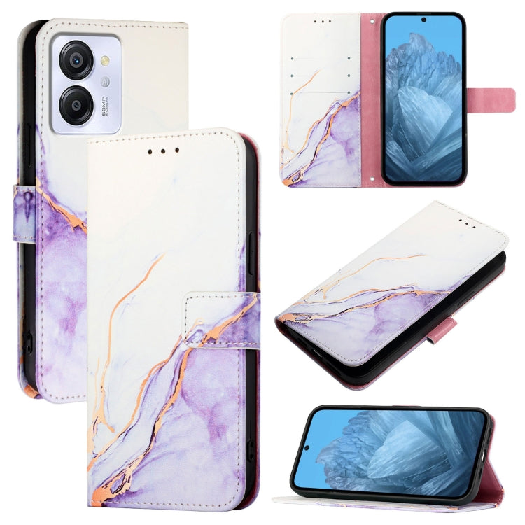 For Blackview Color 8 PT003 Marble Pattern Flip Leather Phone Case(White Purple) - More Brand by buy2fix | Online Shopping UK | buy2fix