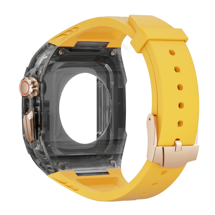 For Apple Watch Ultra 49mm Modified PC Hybrid TPU Watch Case Band(Yellow Clear Black) - Watch Bands by buy2fix | Online Shopping UK | buy2fix