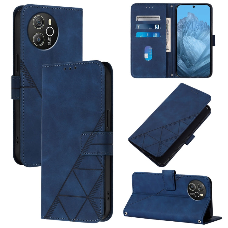 For Blackview Shark 8 Crossbody 3D Embossed Flip Leather Phone Case(Blue) - More Brand by buy2fix | Online Shopping UK | buy2fix