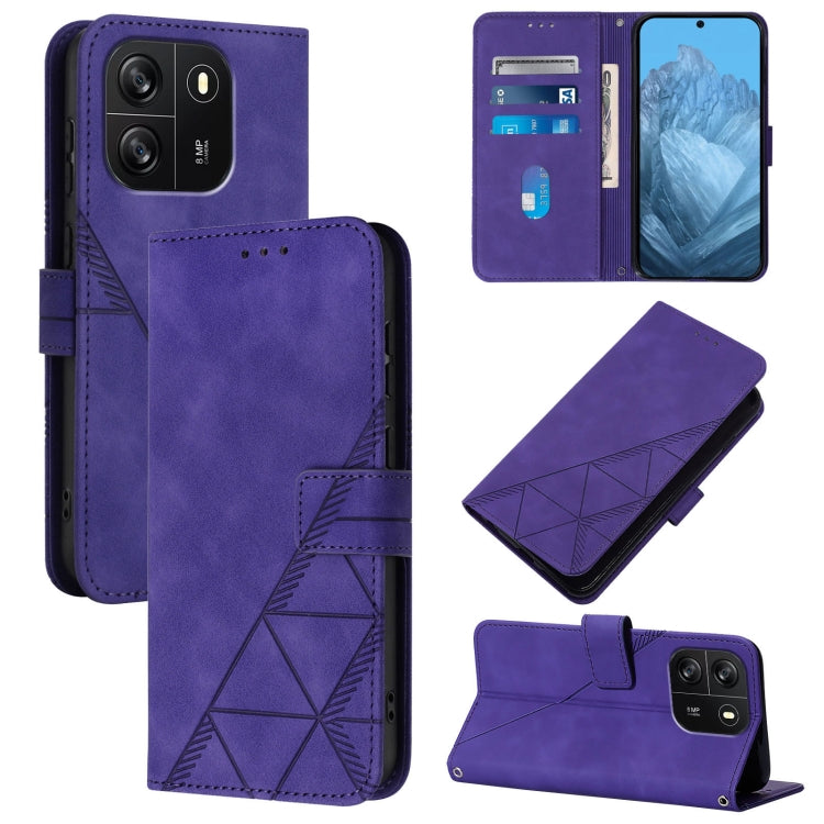 For Blackview Wave 6C Crossbody 3D Embossed Flip Leather Phone Case(Purple) - More Brand by buy2fix | Online Shopping UK | buy2fix