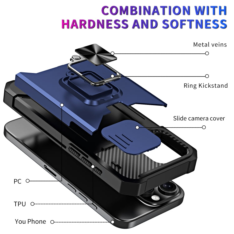 For iPhone 16 Pro Max Camera Shield Card Slot PC+TPU Phone Case(Purple) - iPhone 16 Pro Max Cases by buy2fix | Online Shopping UK | buy2fix