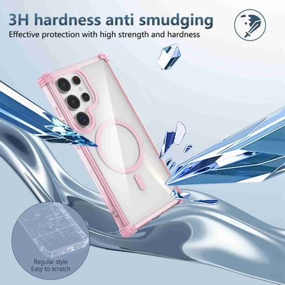 For Samsung Galaxy S24 Ultra 5G Transparent MagSafe Magnetic Phone Case(Pink) - Galaxy S24 Ultra 5G Cases by buy2fix | Online Shopping UK | buy2fix