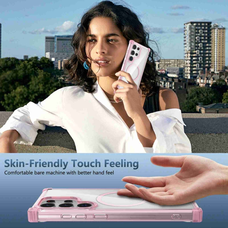 For Samsung Galaxy S24 Ultra 5G Transparent MagSafe Magnetic Phone Case(Pink) - Galaxy S24 Ultra 5G Cases by buy2fix | Online Shopping UK | buy2fix