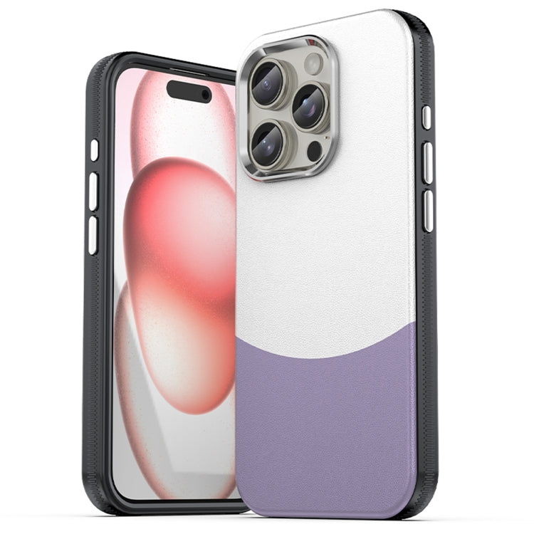 For iPhone 16 Pro Leather Texture MagSafe Magnetic TPU + PC Phone Case(Light Purple) - iPhone 16 Pro Cases by buy2fix | Online Shopping UK | buy2fix