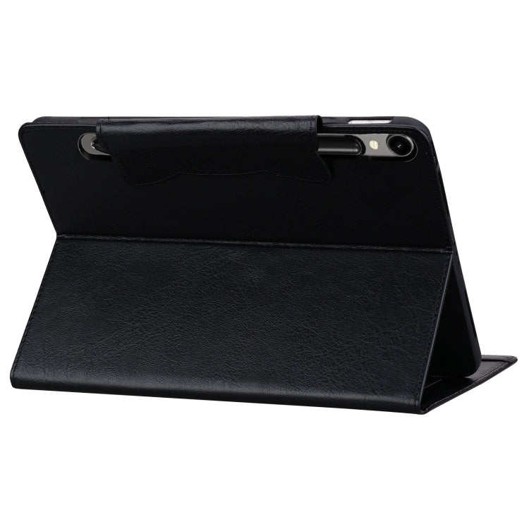 For Samsung Galaxy Tab S9+ / S8+ / S7+ Cat Buckle Leather Smart Tablet Case(Black) - Galaxy Tab S9+ Cases by buy2fix | Online Shopping UK | buy2fix