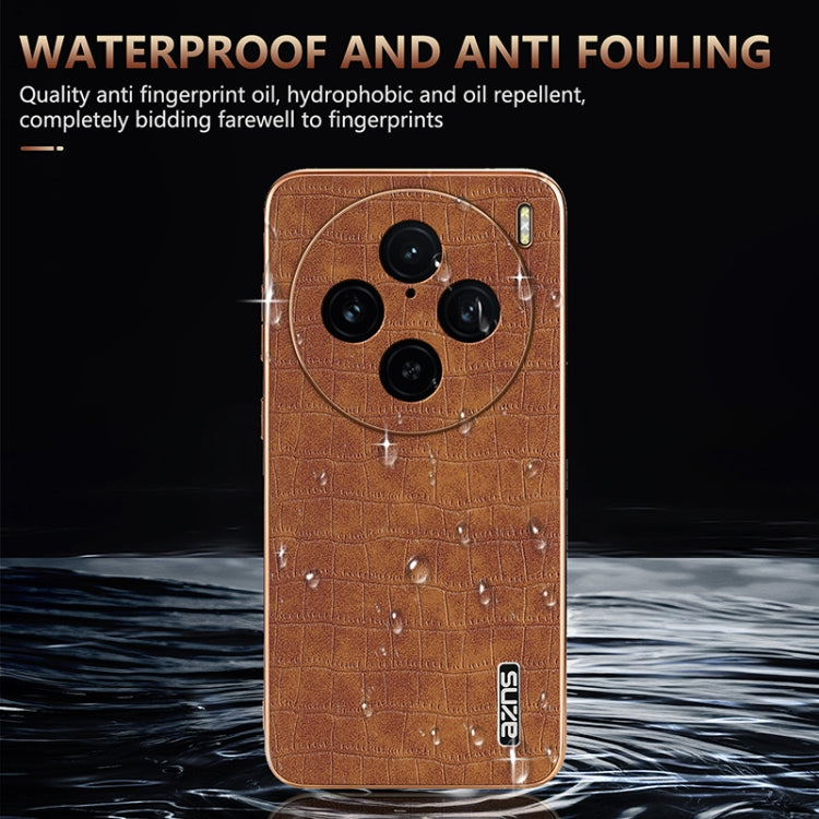 For vivo X100 Pro 5G / X100s Pro AZNS Electroplated Frame Crocodile Texture Full Coverage Phone Case(White) - vivo Tempered Glass by AZNS | Online Shopping UK | buy2fix