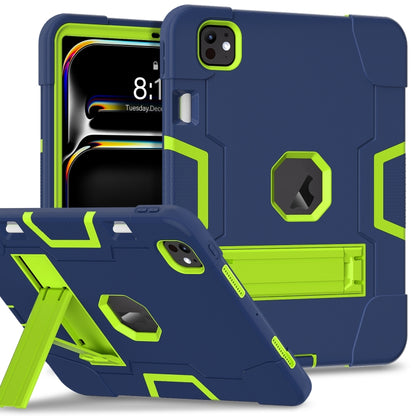 For iPad Pro 11 2024 Contrast Color Silicone Acrylic PC Tablet Case with Holder(Navy Blue Yellow Green) - iPad Pro 11 2024 Cases by buy2fix | Online Shopping UK | buy2fix