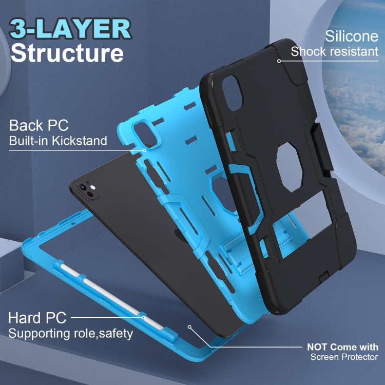 For iPad Pro 13 2024 Contrast Color Silicone Acrylic PC Tablet Case with Holder(Black Blue) - iPad Pro 13 2024 Cases by buy2fix | Online Shopping UK | buy2fix