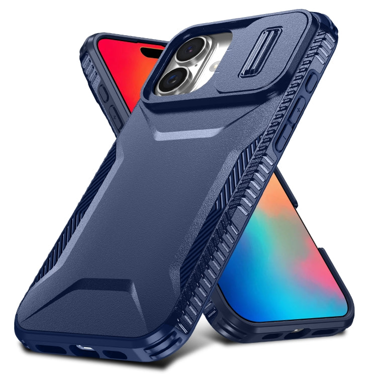 For iPhone 16 Sliding Camshield Phone Case(Blue) - iPhone 16 Cases by buy2fix | Online Shopping UK | buy2fix